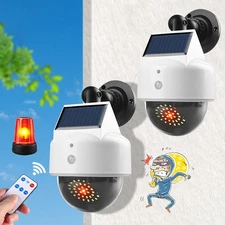 2 x Solar Dummy Fake Camera Security Outdoor PIR LED Light Simulated Surveillanc