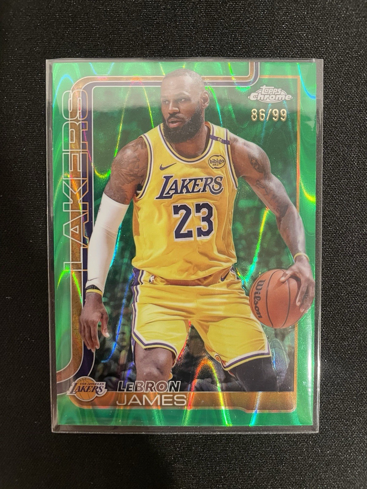 Lebron James 2025-26 Topps Chrome GREEN RAYWAVE Refractor /99 #127 Lakers