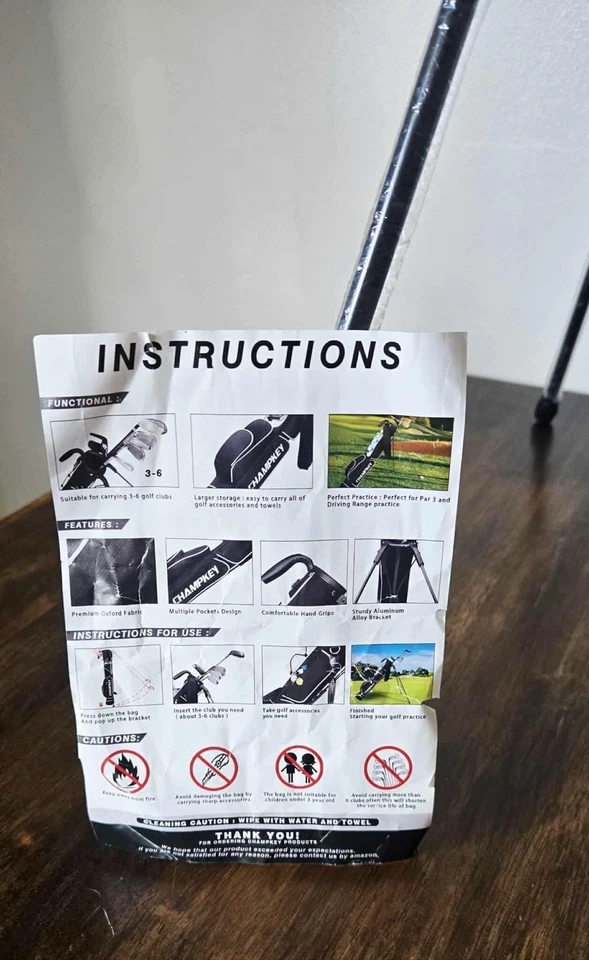 Bolsa de transporte ligera con soporte de golf con divisores superiores de 6 vías y 8 bolsillos capucha para lluvia Foto 2 de 3