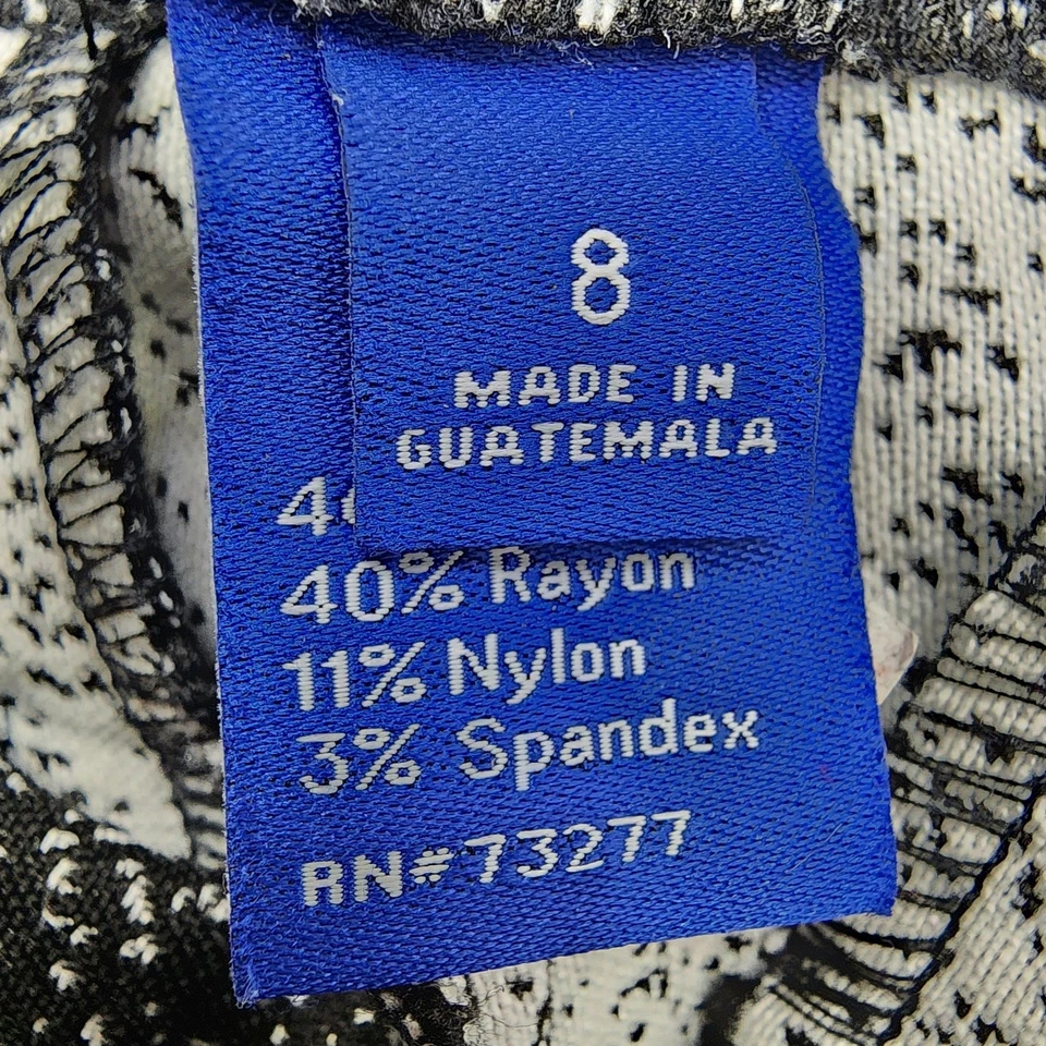 Apt. 9 Pantalones Mujer 8 Negro Blanco Estampado Manchado Brynn Tiro Medio Pull-On Elástico Foto 4 de 4