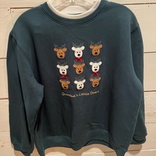 Grandma Christmas sweatshirt size L, grandma's little deers, embroidered, EUC