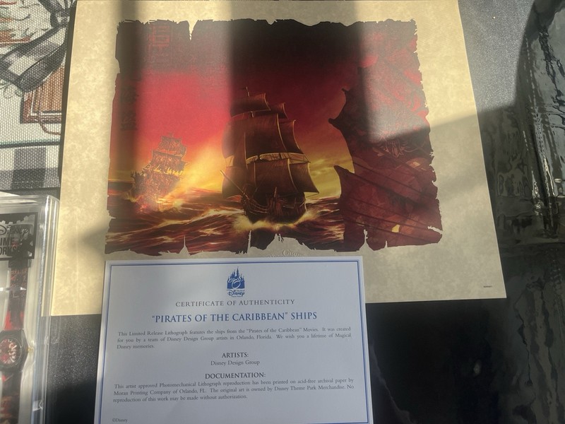 2 Disney Pirates of the Caribbean Ships Limited Release Lithograph Art Print 