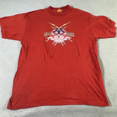 Vintage Drum Kit Shirt Mens Large Red Lightning Music Band Graphic SS 90s Y2k