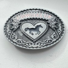 Pink Cowgirl Up Heart With Horse Belt Western Rodeo Oval Buckle Rage Horsegirl