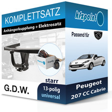 Für Peugeot 207 CC Cabrio 07- G.D.W. Anhängerkupplung starr + 13polig E-Satz neu