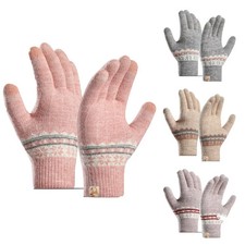 Touchscreen Winter Warm Gloves for Women Thickened Knitted Cold Resistant Outdoo