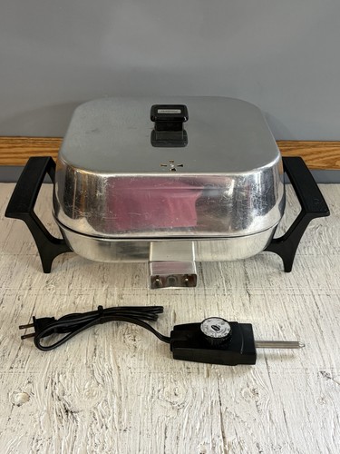 Vintage Sunbeam Cast Aluminum Electric Skillet Frying Pan #FP-P Vented Domed Lid