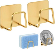 2Pcs Adhesive Sponge Holder Kitchen Sink Essentials Stainless Steel Dish Soap