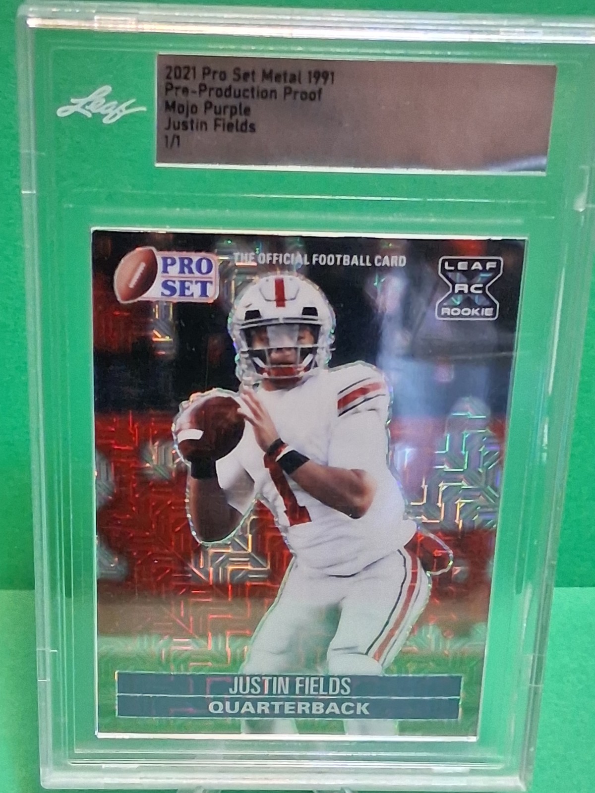 1/1 JUSTIN FIELDS 2021 PRO SET METAL MOJO PURPLE PROOF RC BEARS  ONLY 1