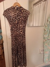 Leopard Print Cap Sleeve Midi Dress