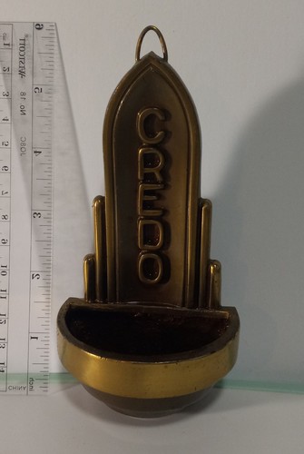 Vintage Small Brass Holy Water Font Made In Western Germany Rare
