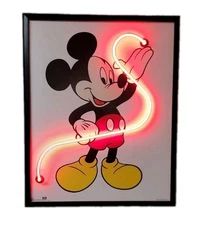 Rare Vintage Disney Light Up Real Neon Sign Mickey Mouse By Neonetics 1993