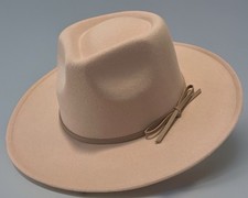 Fedora Hat   Felt Med Brim   Teardrop Crown Panama Style   Beige/Mauve/Rose NWT