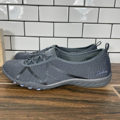 SKECHERS Breathe Easy A Look Shoes Womens Size 8 Charcoal Relaxed Fit Sneaker