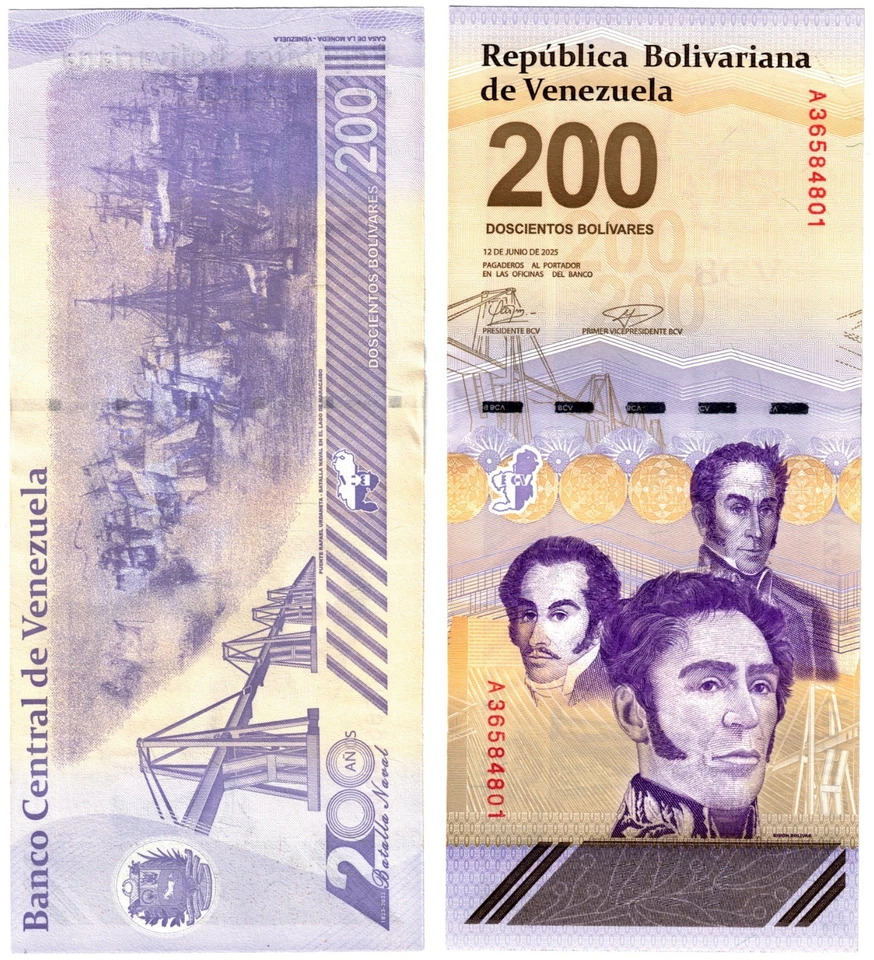 2025 Venezuela Banknote 200 Digital P120 UNC New Date / Signature - Bild 1 von 1