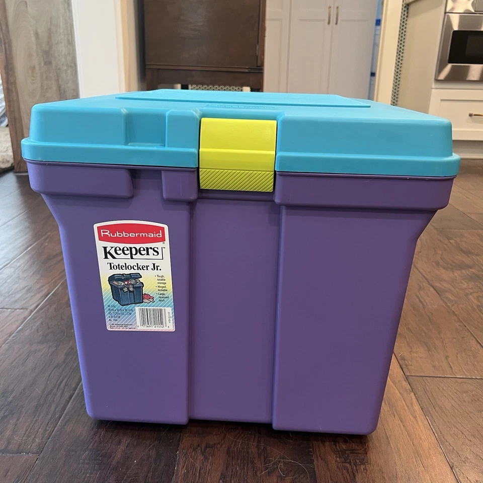 Cubo de almacenamiento Rubbermaid Keepers Totelocker Jr 1991 colorblock de colección No. 2155 Foto 3 de 4