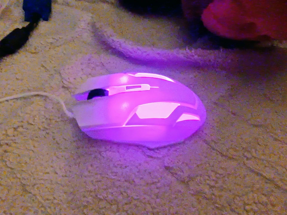 无锁版 LVL 有线 LED 游戏鼠标 – 白色 USB 光学 RGB 灯 – 已测试 — 第 4/4 张图片