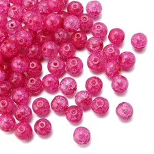 100pcs Crackle Lampwork Glass Beads 8mm Handcrafted Round Lampwork Loose Spac...