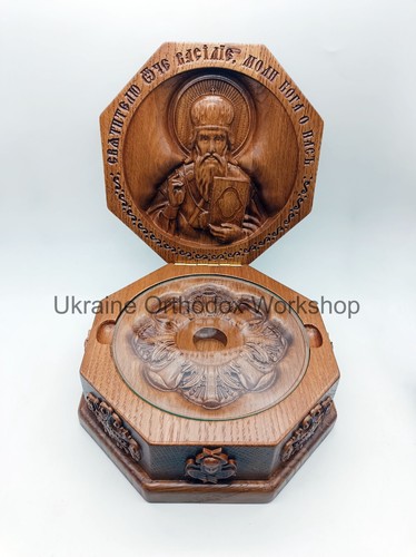 Relicario San Basilio el Gran Icono - Caja de madera ortodoxa tallada a mano con vidrio - Imagen 3 de 8