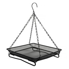 Ground and Hanging Bird Feeder Tray - Can Mount on Patio Handrail - Sturdy Bl...