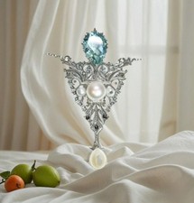 Pforzheimer traumhaftes edles Aquamarin Jugendstil Collier mit Perlen 