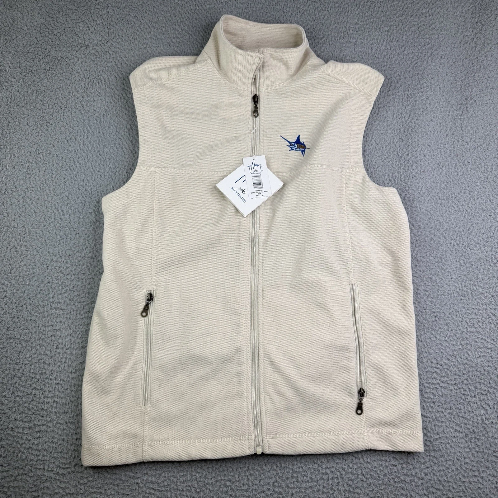 Guy Harvey by AFTCO Mens Sz M Full Zip Polar Fleece Vest Embroidered Marlin