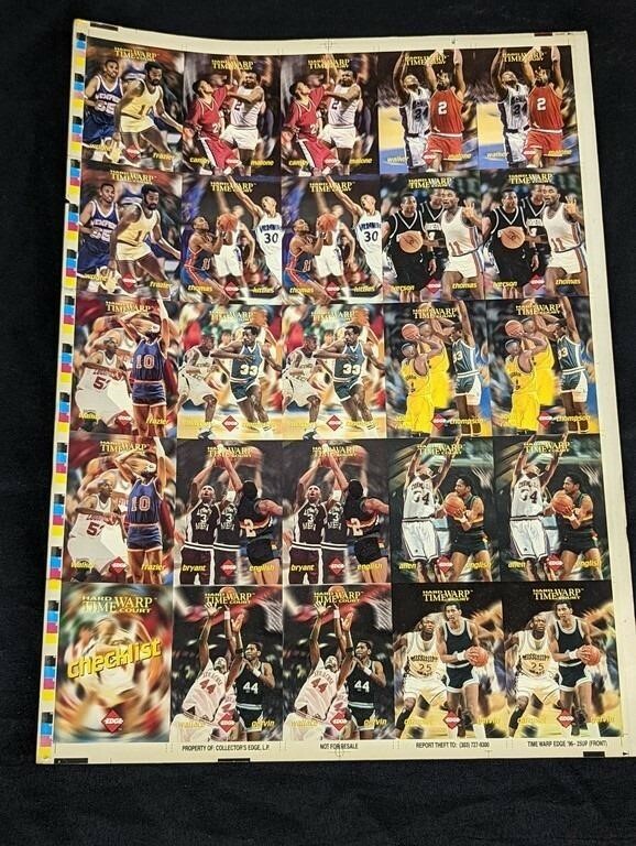 🔥RARE Rainbow Refractor Back 1996 Edge Uncut Sheet w/Kobe & Iverson Rookies! 