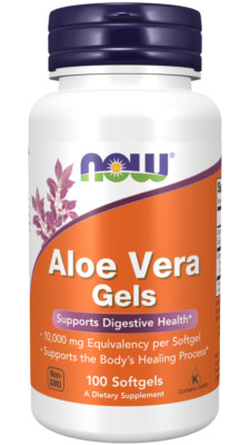 NOW Aloe Vera Gels - 200:1 - 10,000 mg Equivalency - 100 Softgels