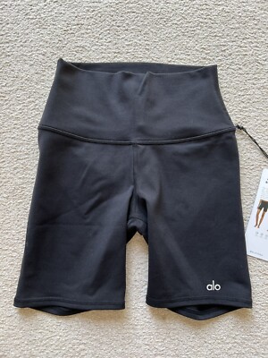 Alo Yoga Women's High Waist Biker Short Shorts 7” Inseam Black Sz