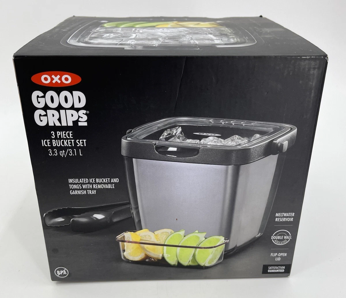 OXO Good Grips Double Wall Ice Bucket with Tongs and Garnish Tray