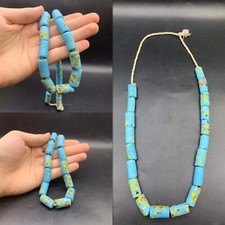 ANCIENT ROMAN BLUE MOSIAC GLASS BEADS NECKLACE CIRCA 200-300AD