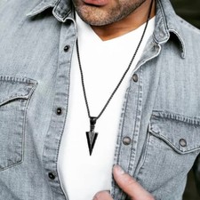 Men's Triangle Design Black Necklace Pendant Chain