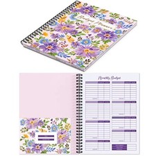  Undated Monthly Budget Planner with 12 Bill Pockets for Income, Floral Pink