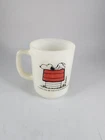 Fire King Snoopy On Dog House Milk Glass Mug Im Allergic To Mornings Vintage