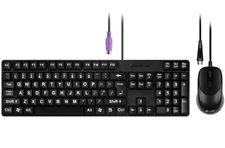MCSaite Wired PS2 104 Keys Computer Keyboard and Mouse Combo - Big Print Lett...