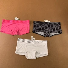 PINK Womens Size Small Multi-Color Cotton Shine Boyshort Panty 3 Pieces NWT