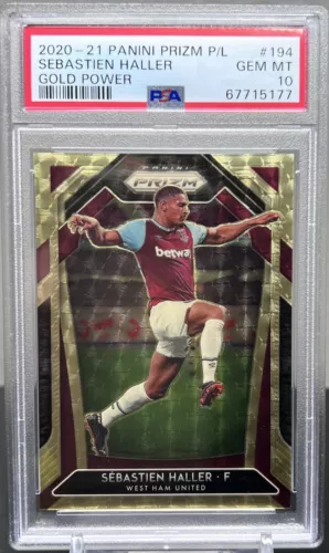 2020/21 Panini EPL Prizm West Ham Sebastien Haller GOLD Power # /5 PSA 10 💎
