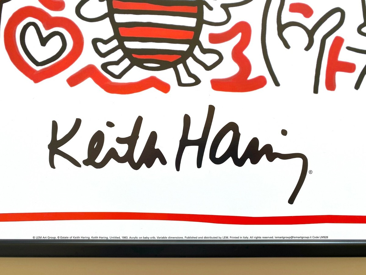 KEITH HARING ESTATE RARE 1999 LITHO PRINT FRAMED POP ART POSTER