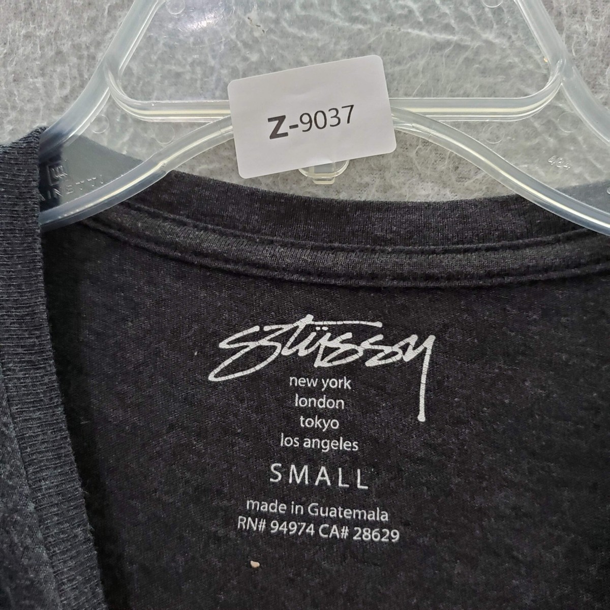 Stussy Women Top Small Gray T-Shirt Tie Dye Circle Logo