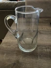Blenko Inspired Hand blown glass pitcher with dimples details Vintage