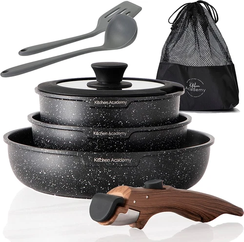 Pots and Pans Set Nonstick Kitchen Induction Cookware Set Granite Coated Pot Set