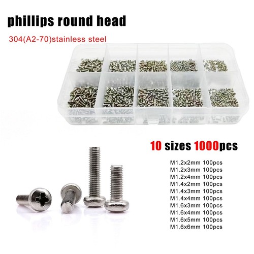1000pcs/box Micro Small Screw Set for Toy Car Electronic Products Glasses Phone - Picture 4 of 10