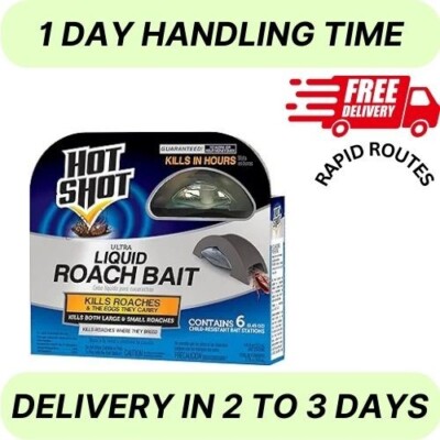 HOT SHOT ULTRA LIQUID ROACH BAIT  - 6 COUNT - KILLS ROACHES FAST!!