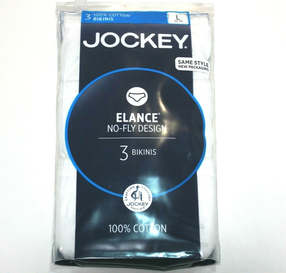 Nuevo paquete de 3 calzoncillos de bikini de color (blanco) de jockey para hombre ropa interior 100 % algodón Foto 4 de 4