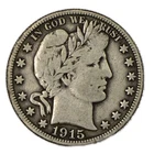 1915-S Fine FN F+ Liberty Barber Silver Half Dollar 50c San Francisco