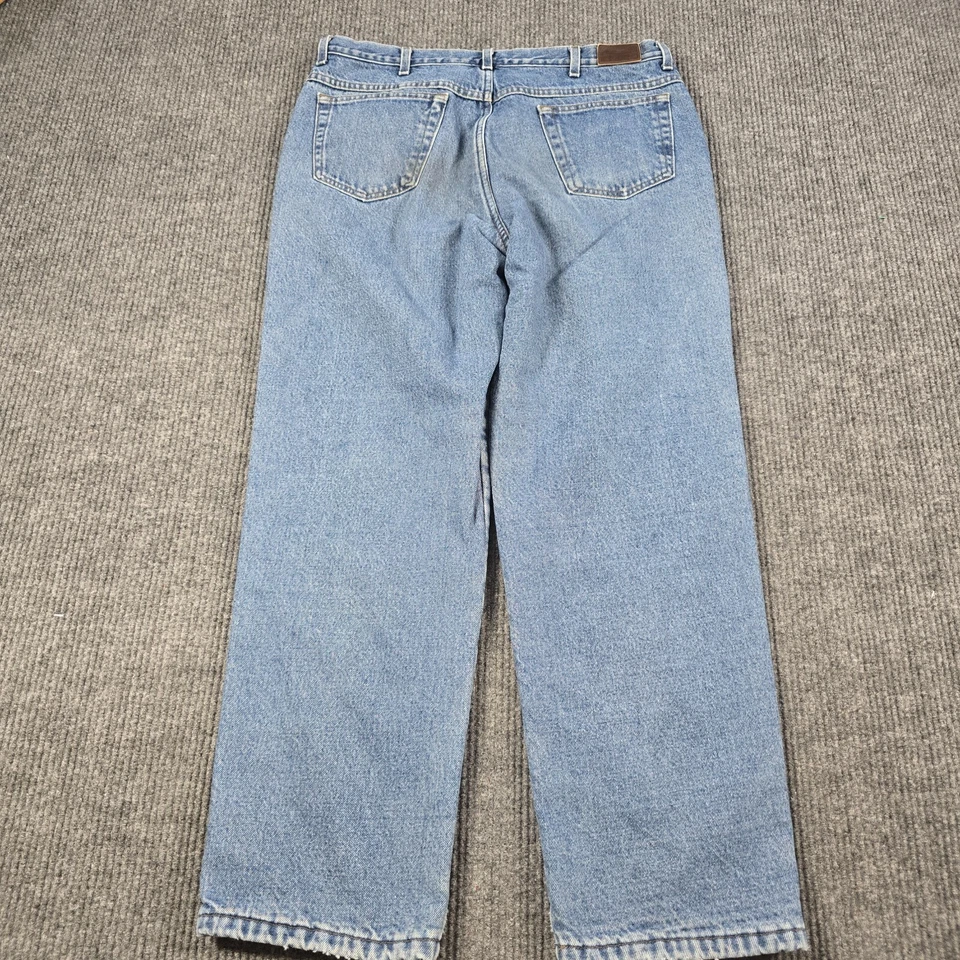 Vintage Baggy LL Bean Jeans Mens 36x30 Blue Denim Flannel Lined Workwear Winter - Image 2 of 4