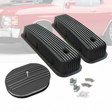 Tall Valve Covers Fit Bbc 1965-1995 396 502 Black 12 Half Finned Air Cleaner Tall Valve Covers Fit Bbc 1965-1995 396 502 Black 12 Half Finned Air Cleaner