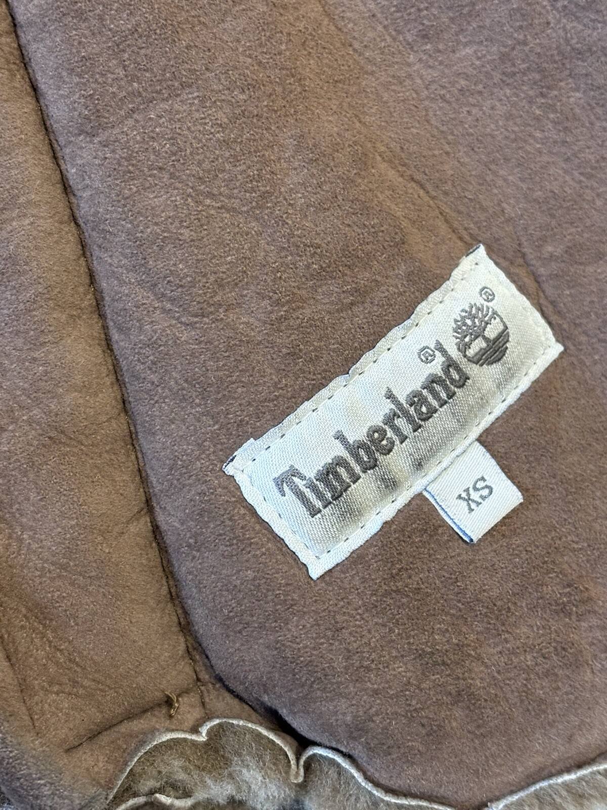 RARE 1997 VINTAGE TIMBERLAND SHEARLING SHEEPSKIN COAT Size XS image 4
