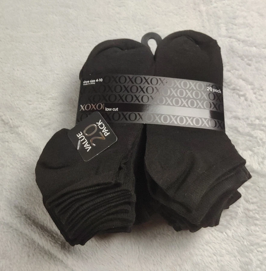 Calcetines XOXO para mujer tallas 4-10 negros 20 pares calcetines negros corte bajo Foto 3 de 4