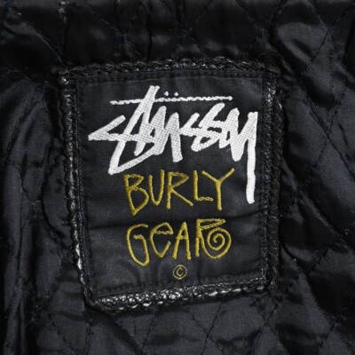 Stussy 90s Leather Car Coat Vintage Black Snap Button Issue JP XL